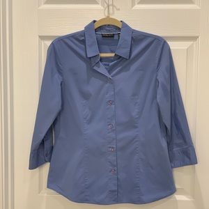 New York & Company Periwinkle Blue Stretch Button-Down Shirt